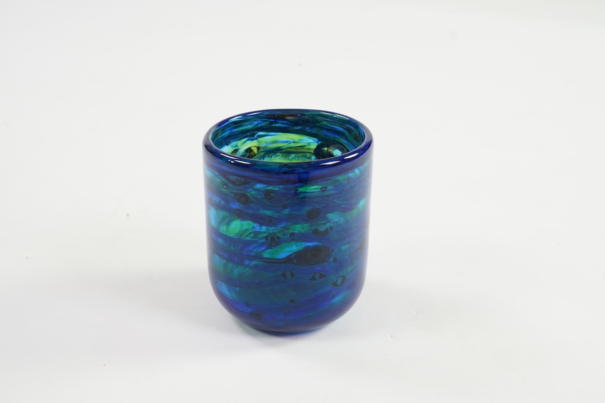 Michael Harris (1933-1994) for Isle of Wight Glass Studio: A blue glass vase